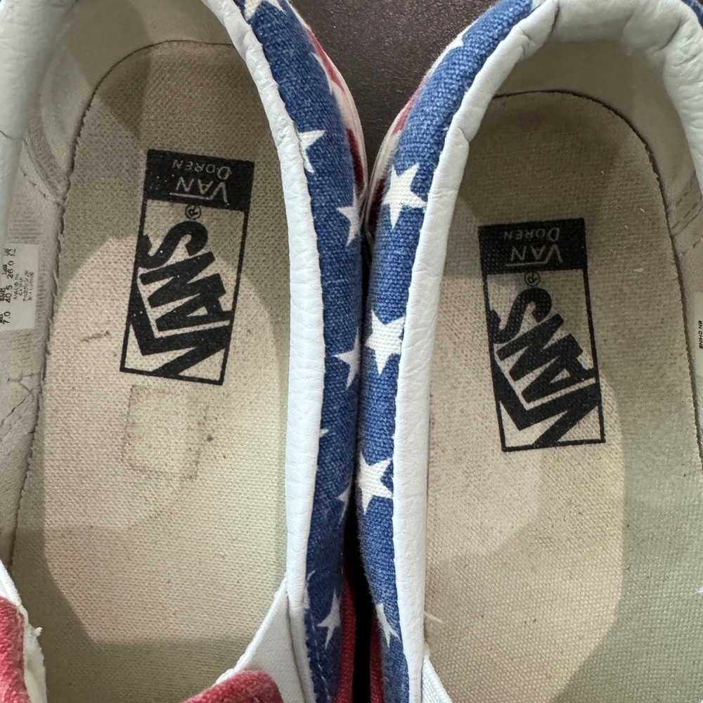 Vans Red, White and Blue Checkered Slip-On Shoes, size 8 men’s or 9.5 women’s - Picture 2 of 5